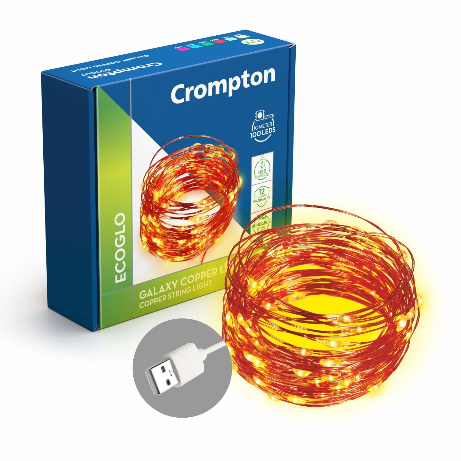 Decoration Copper USB Powered String Fairy Lights with 100 Led Light (10 Meters / 32 Feet, Warm White, Pack of 1)